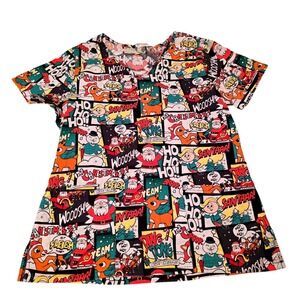 Women's Size Small Rudolph the Red Nosed Reindeer Scrub Top, Excellent Condition